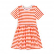 6TDRESS 4K: Girls Coral Stripe Dress (1-3 Years)